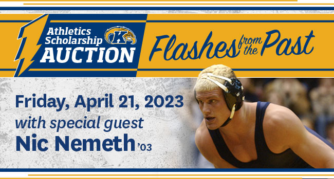 Athletics Scholarship Auction Flashes of the Past Friday April Twenty First Twenty Twenty Three with special guest Nic Nemeth class of two thousand three