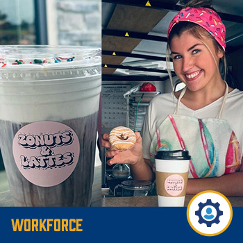 Kent State student entrepreneur serving Zonuts at a food truck